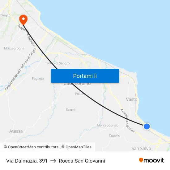 Via Dalmazia, 391 to Rocca San Giovanni map