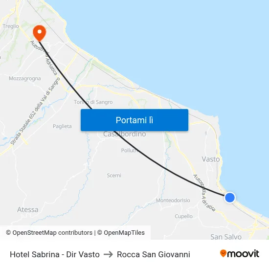 Hotel Sabrina - Dir Vasto to Rocca San Giovanni map