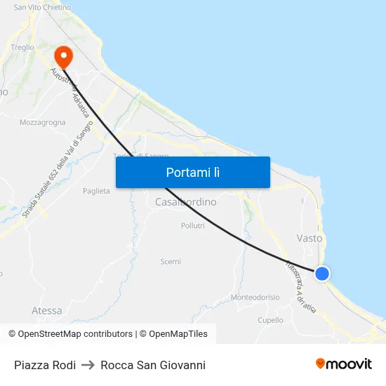 Piazza Rodi to Rocca San Giovanni map