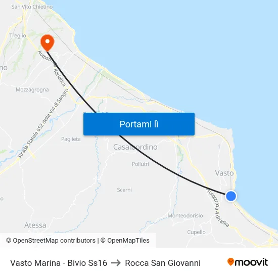 Vasto Marina - Bivio Ss16 to Rocca San Giovanni map