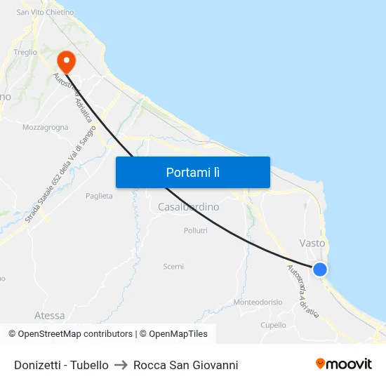 Donizetti - Tubello to Rocca San Giovanni map