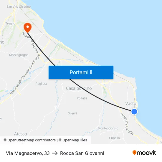 Via Magnacervo, 33 to Rocca San Giovanni map