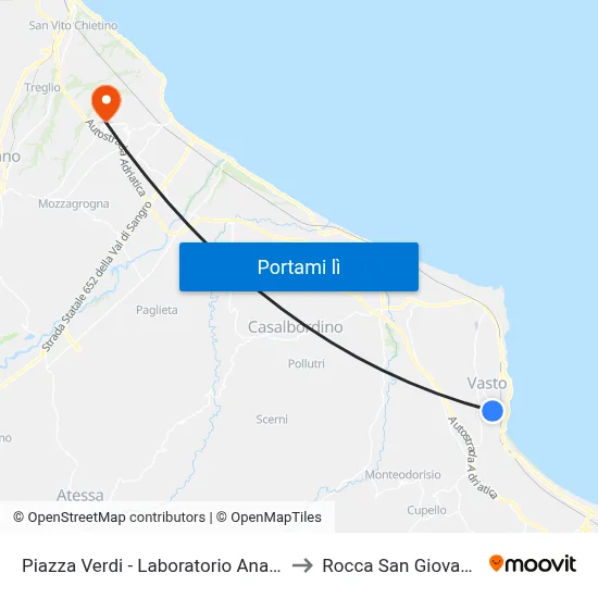 Piazza Verdi - Laboratorio Analisi to Rocca San Giovanni map