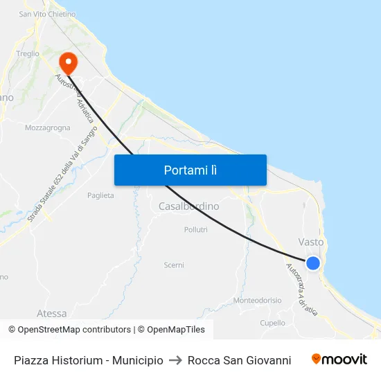 Piazza Historium - Municipio to Rocca San Giovanni map