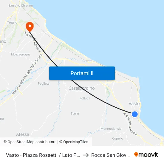 Vasto - Piazza Rossetti / Lato Piazza to Rocca San Giovanni map