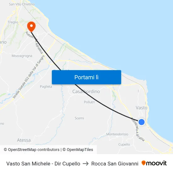 Vasto San Michele - Dir Cupello to Rocca San Giovanni map