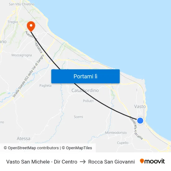 Vasto San Michele - Dir Centro to Rocca San Giovanni map