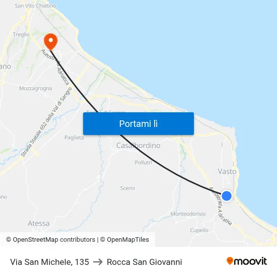 Via San Michele, 135 to Rocca San Giovanni map