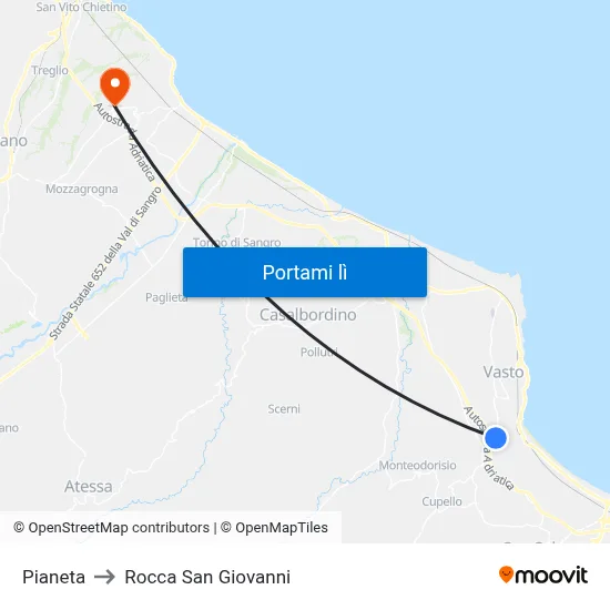 Pianeta to Rocca San Giovanni map