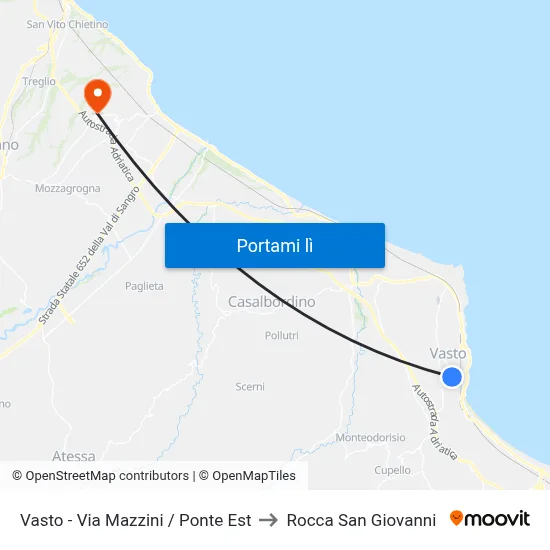 Vasto - Via Mazzini / Ponte Est to Rocca San Giovanni map