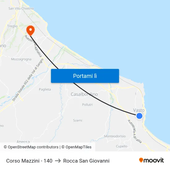 Corso Mazzini - 140 to Rocca San Giovanni map