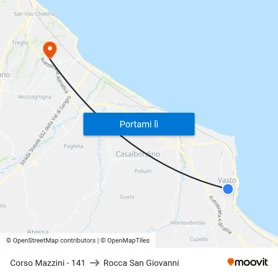 Corso Mazzini - 141 to Rocca San Giovanni map