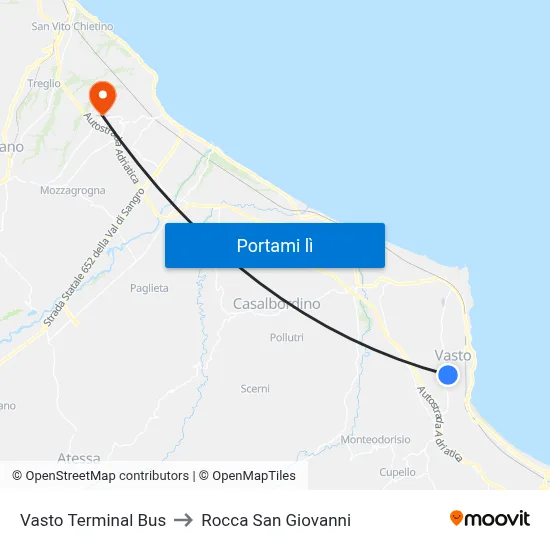 Vasto Terminal Bus to Rocca San Giovanni map