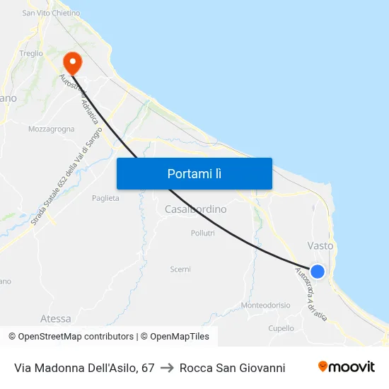 Via Madonna Dell'Asilo, 67 to Rocca San Giovanni map