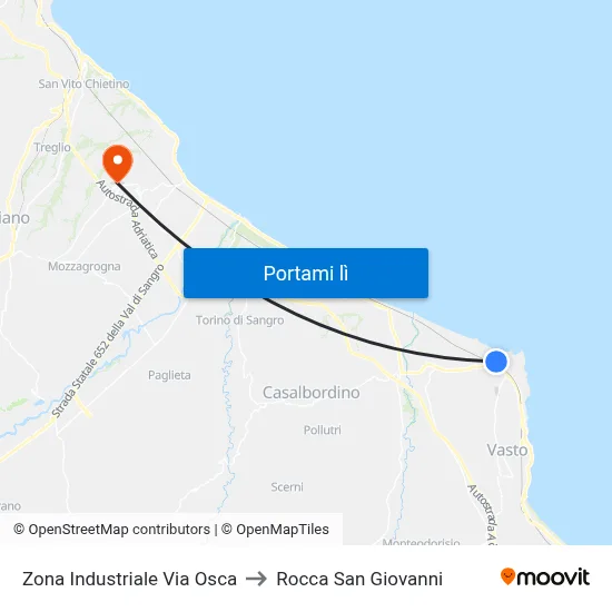 Zona Industriale Via Osca to Rocca San Giovanni map