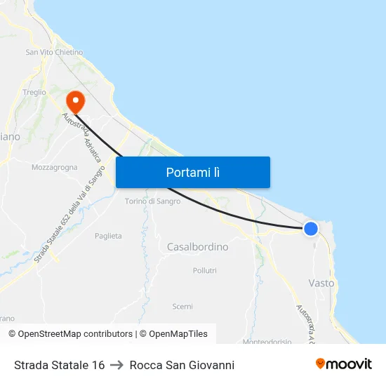 Strada Statale 16 to Rocca San Giovanni map