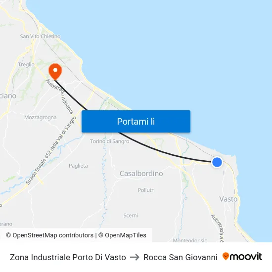 Zona Industriale Porto Di Vasto to Rocca San Giovanni map