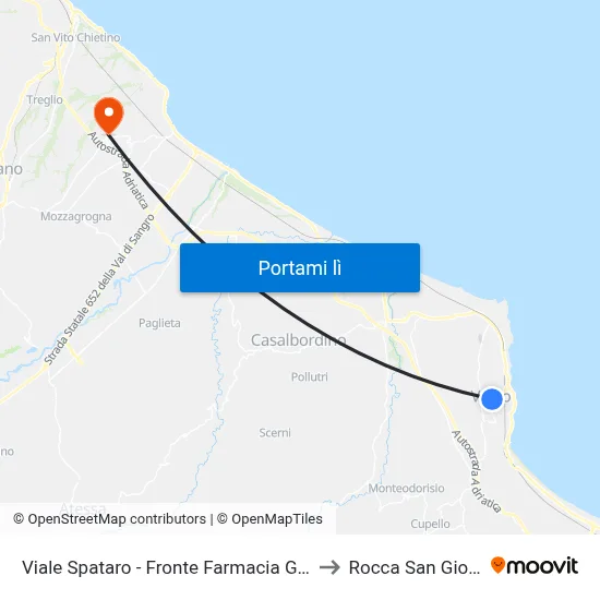 Viale Spataro - Fronte Farmacia Giovannelli to Rocca San Giovanni map
