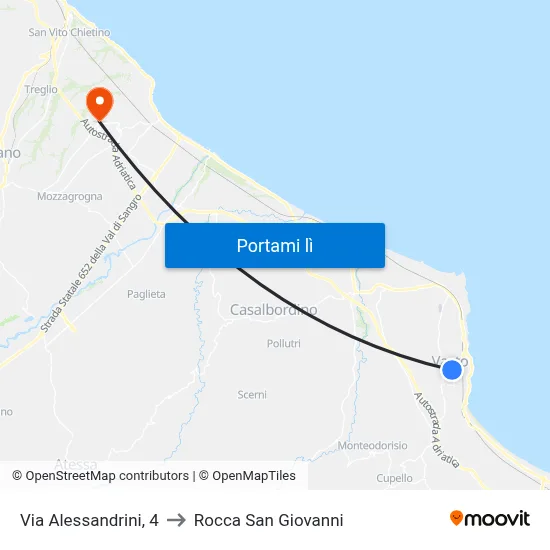 Via Alessandrini, 4 to Rocca San Giovanni map