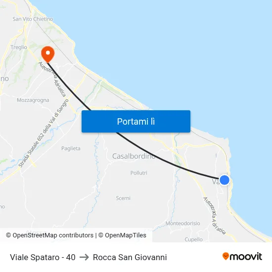 Viale Spataro - 40 to Rocca San Giovanni map