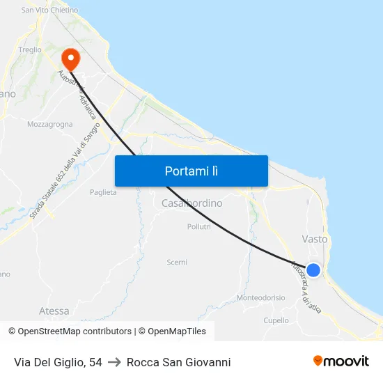 Via Del Giglio, 54 to Rocca San Giovanni map