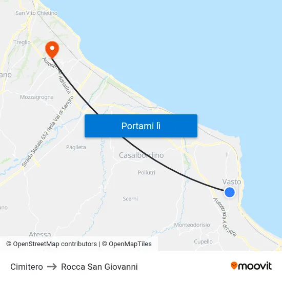 Cimitero to Rocca San Giovanni map