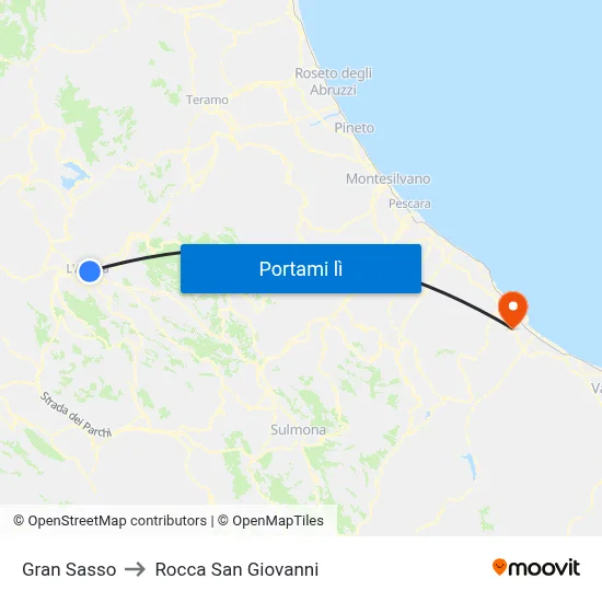 Gran Sasso to Rocca San Giovanni map