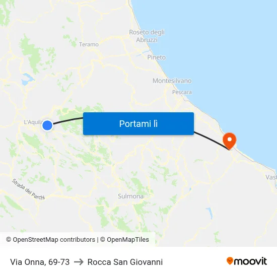 Via Onna, 69-73 to Rocca San Giovanni map