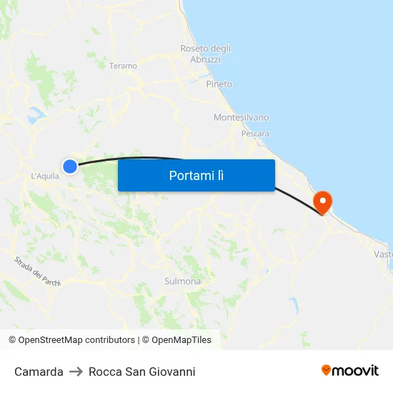 Camarda to Rocca San Giovanni map