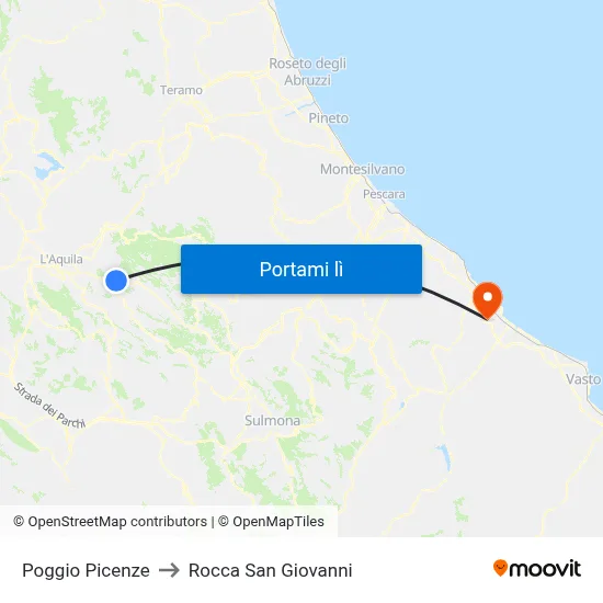 Poggio Picenze to Rocca San Giovanni map