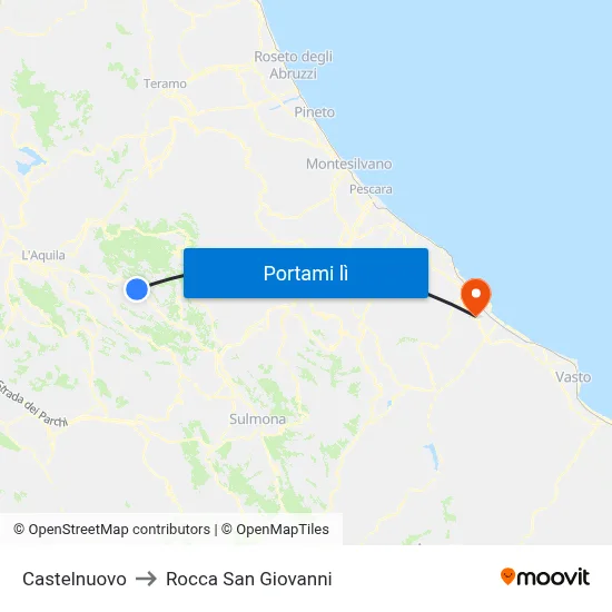 Castelnuovo to Rocca San Giovanni map