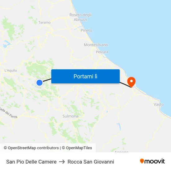 San Pio Delle Camere to Rocca San Giovanni map