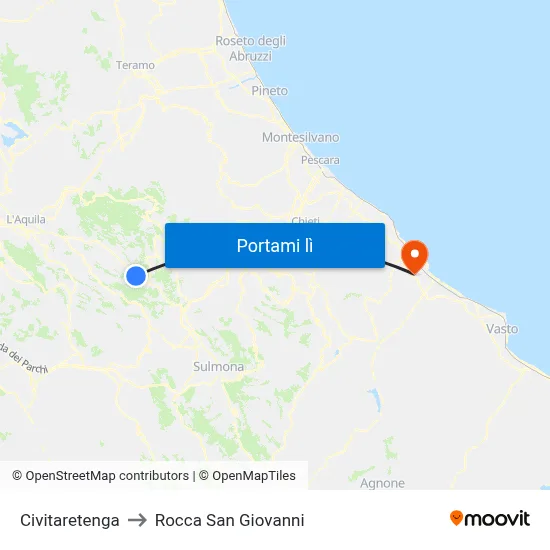 Civitaretenga to Rocca San Giovanni map