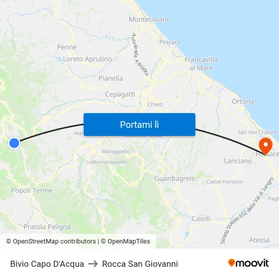 Bivio Capo D'Acqua to Rocca San Giovanni map