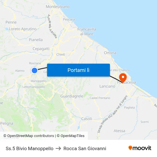 Ss.5 Bivio Manoppello to Rocca San Giovanni map