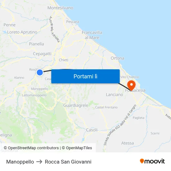 Manoppello to Rocca San Giovanni map