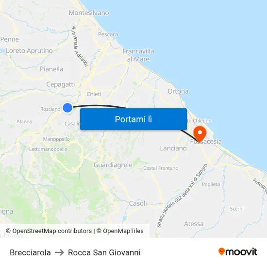 Brecciarola to Rocca San Giovanni map