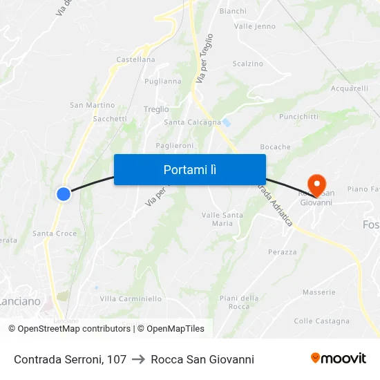 Contrada Serroni, 107 to Rocca San Giovanni map