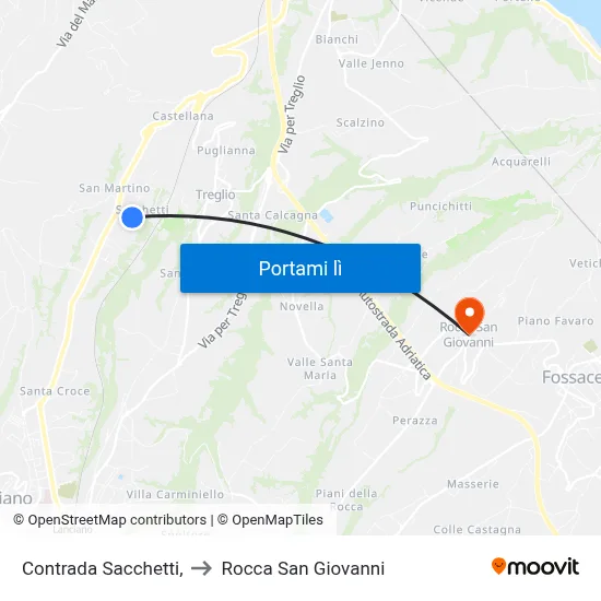 Contrada Sacchetti, to Rocca San Giovanni map