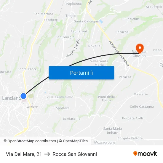 Via Del Mare, 21 to Rocca San Giovanni map