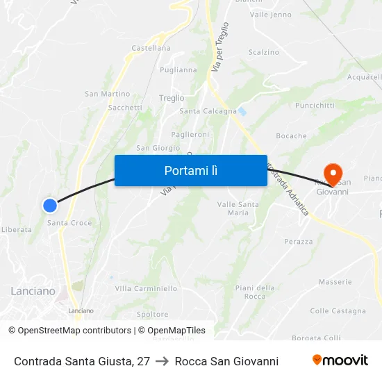 Contrada Santa Giusta, 27 to Rocca San Giovanni map