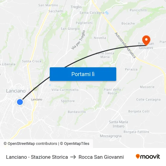 Lanciano - Stazione Storica to Rocca San Giovanni map