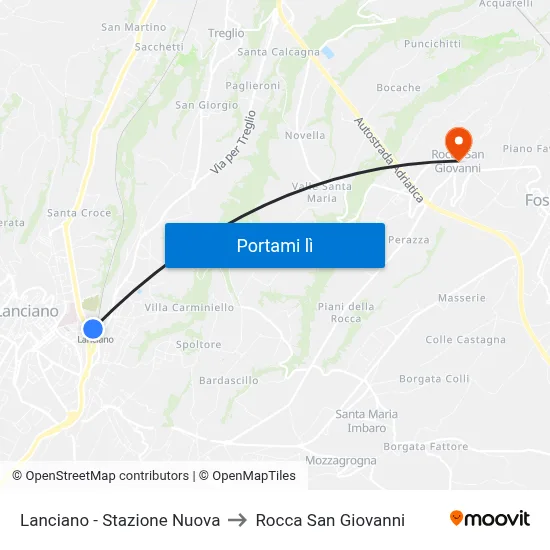 Lanciano - Stazione Nuova to Rocca San Giovanni map