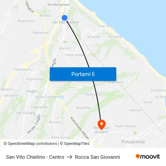 San Vito Chietino - Centro to Rocca San Giovanni map