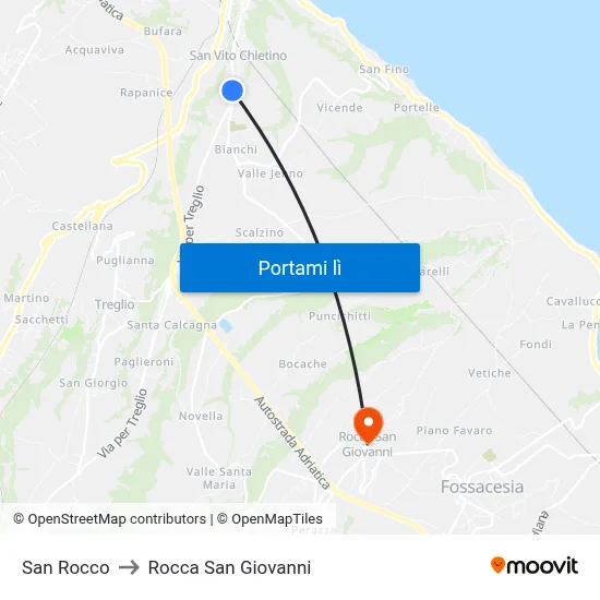 San Rocco to Rocca San Giovanni map