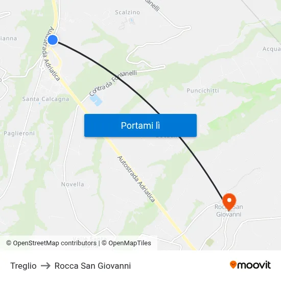Treglio to Rocca San Giovanni map