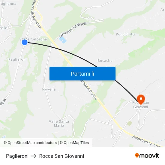 Paglieroni to Rocca San Giovanni map