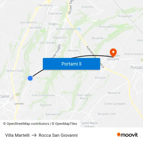 Villa Martelli to Rocca San Giovanni map