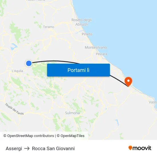 Assergi to Rocca San Giovanni map