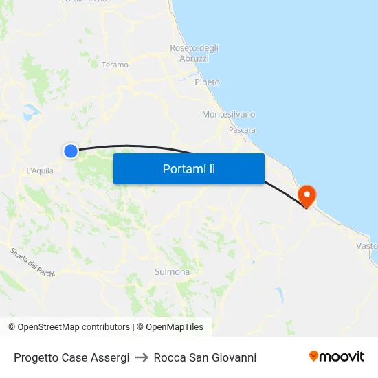 Progetto Case Assergi to Rocca San Giovanni map